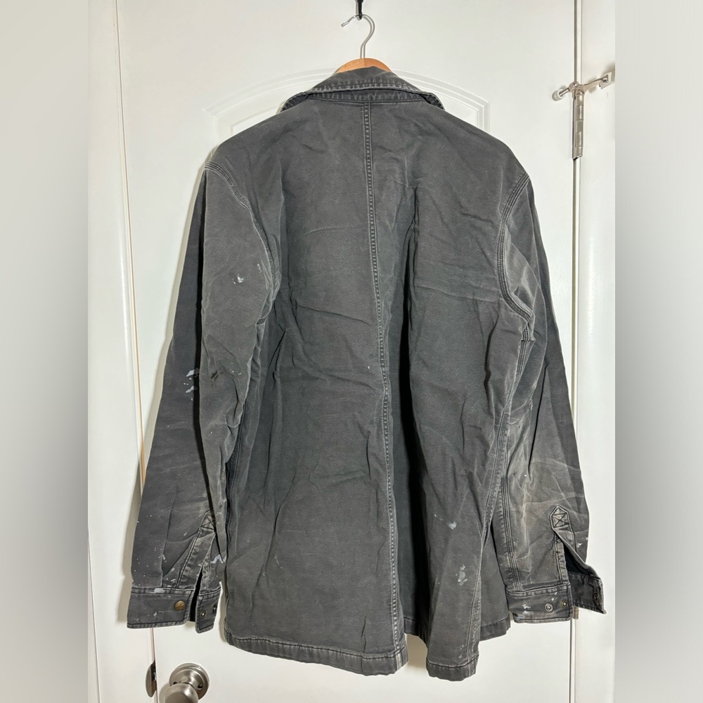 Carhartt Peat Gray Canvas Snap Front Fleece-Lined Shirt Jacket #357 - Picture 8 of 11